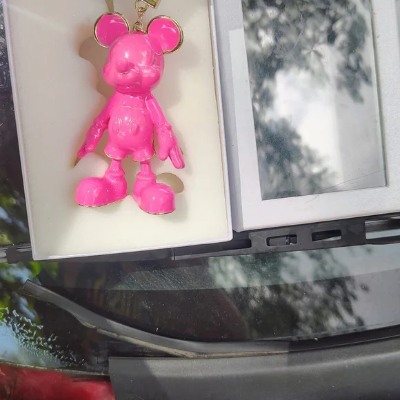 DISNEY X BAUBLE EAR NIB PINK MICKEY MOUSE KEY CHAIN/POCKET DANGLE RARE ALL PINK